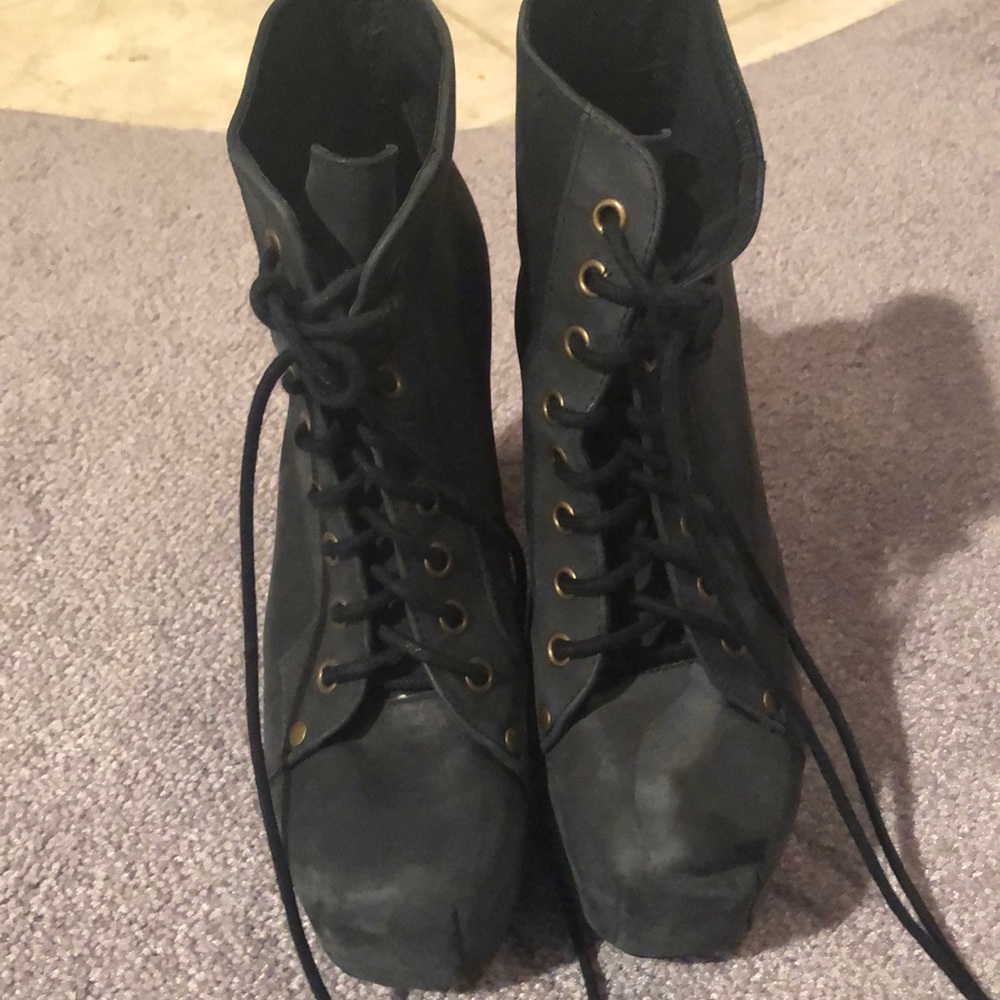 Jeffery Campbell high heel tie up boots